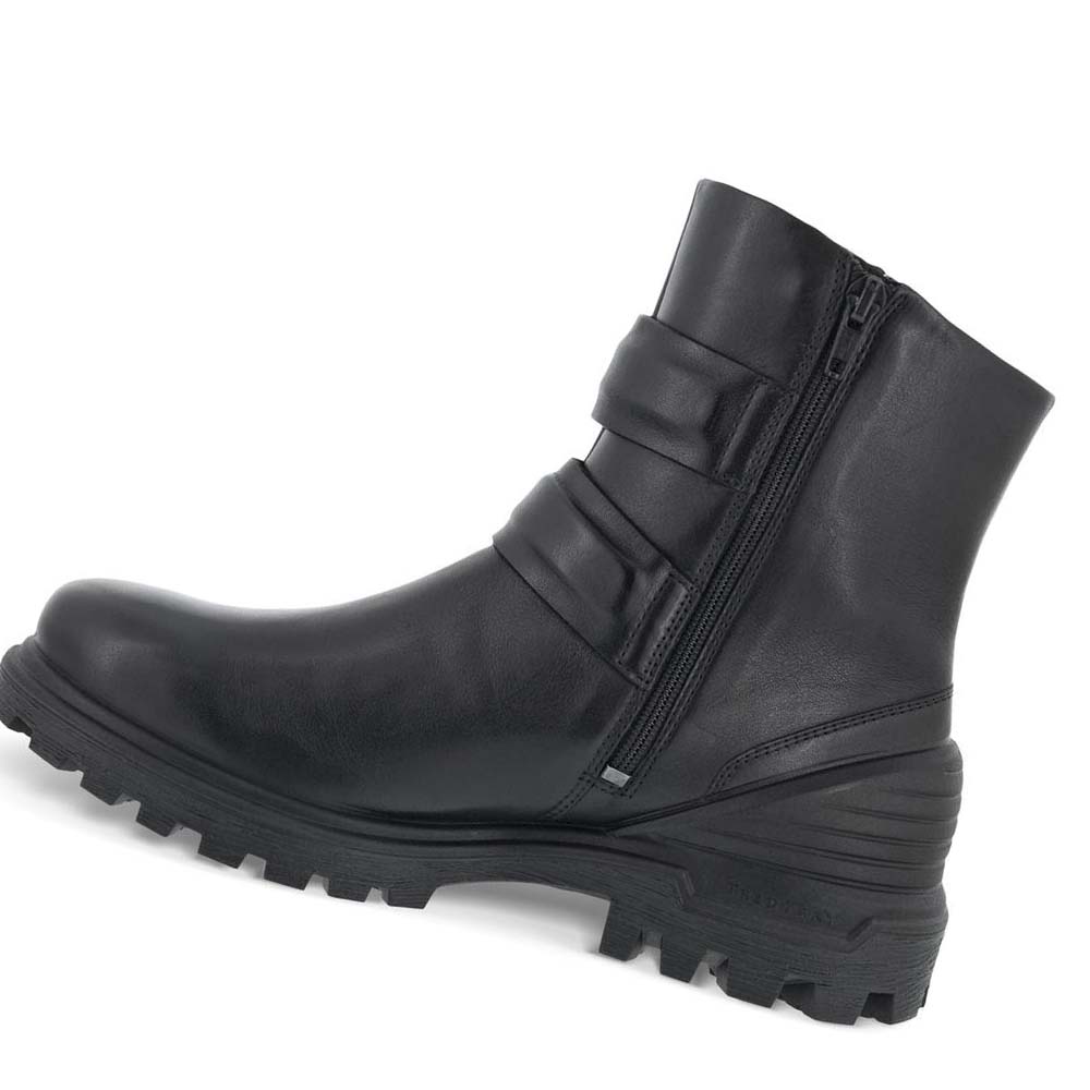 Women's Ecco Tredtray Moto Boots Black | Canada 55PJJ